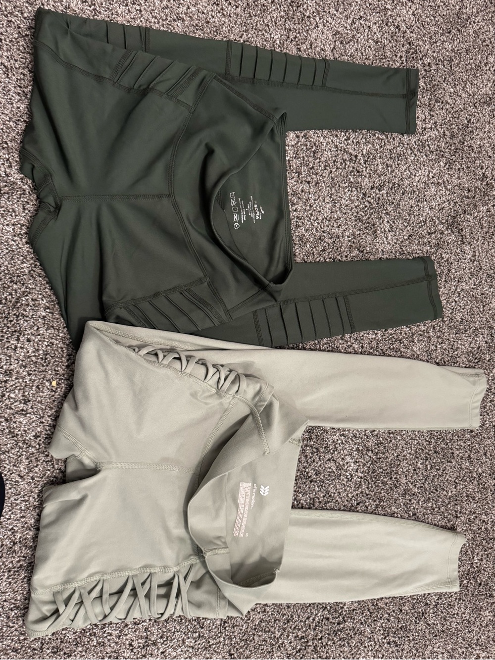 Dark Olive & Sage Athletic leggings- Lace-Up Detail bundle